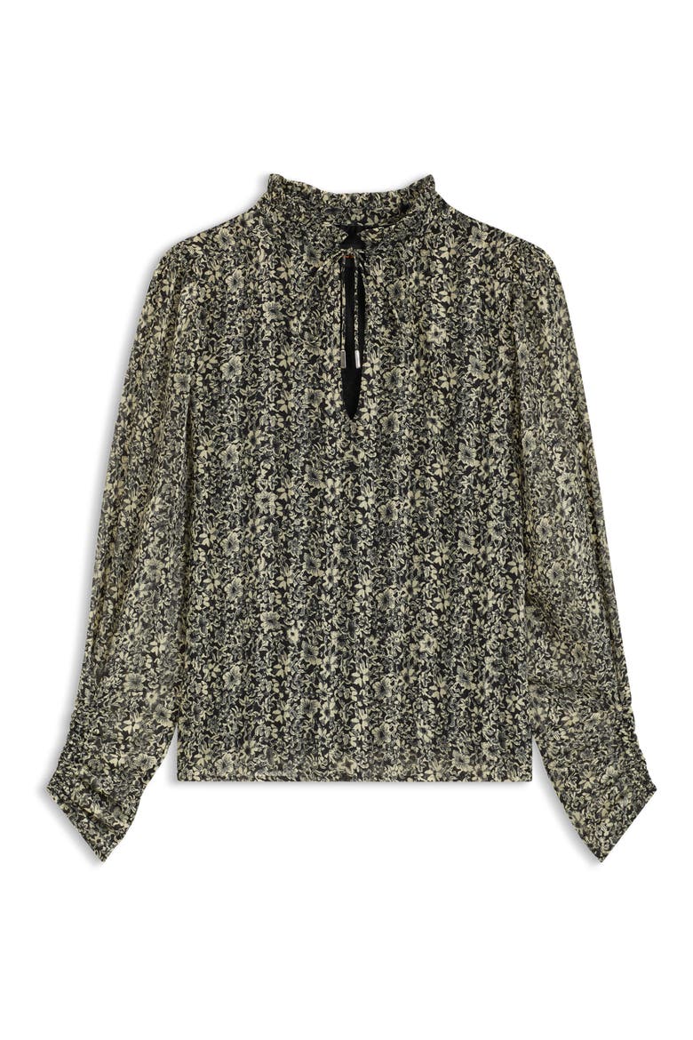 Berodeo Floral Long Sleeve Top, Alternate, color, BLACK/ IVORY