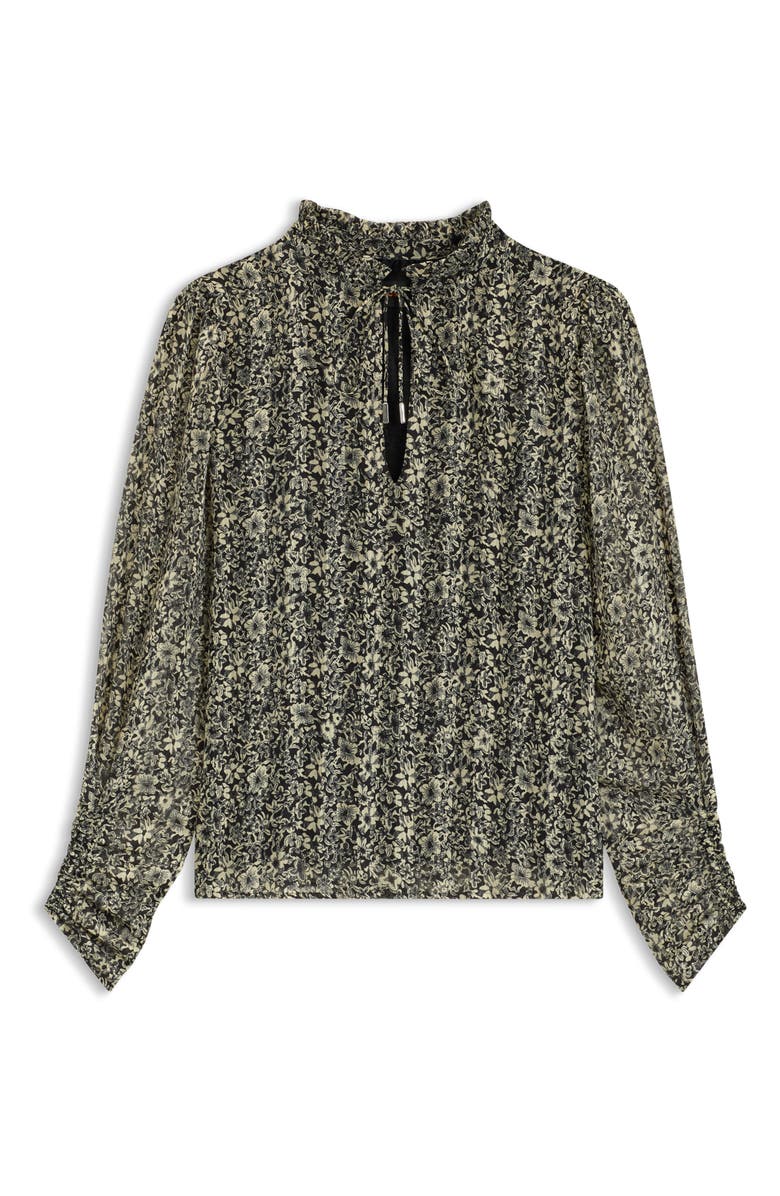 BOSS Orange Berodeo Floral Long Sleeve Top, Alternate, color, Black/ Ivory