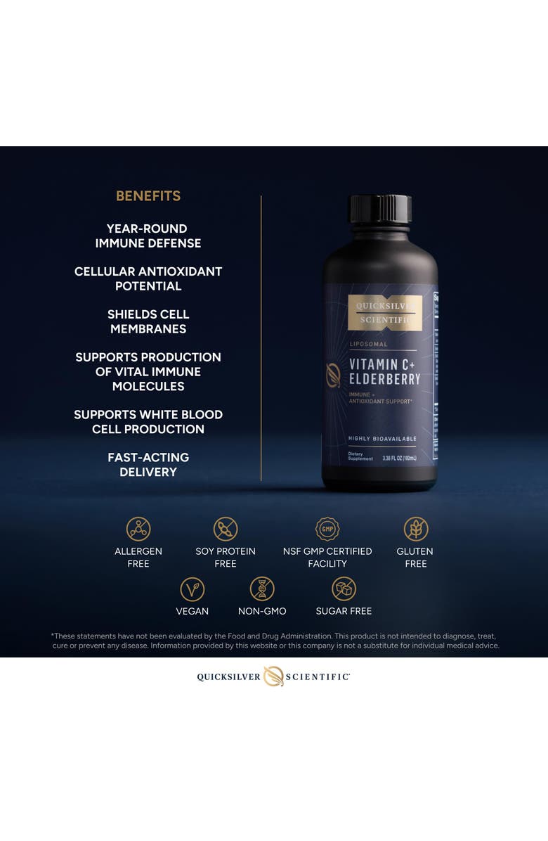 Quicksilver Scientific Liposomal Vitamin C and Elderberry Liquid Supplement, Alternate, color, NO COLOR