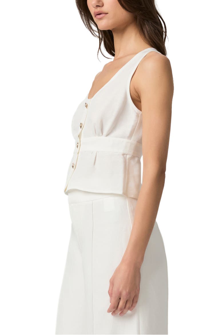 Caine Linen Blend Button-Up Tank, Alternate, color, WHITE