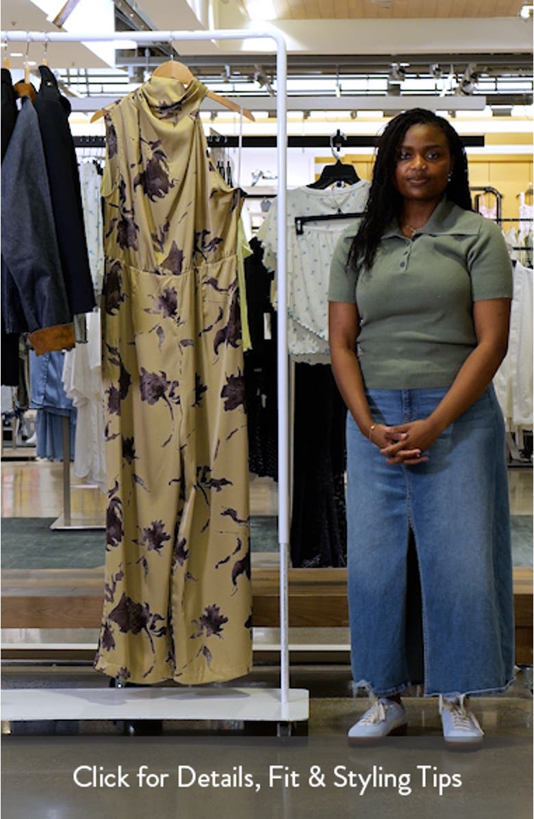 Savannah Floral One-Shoulder Satin Jumpsuit, sales video thumbnail