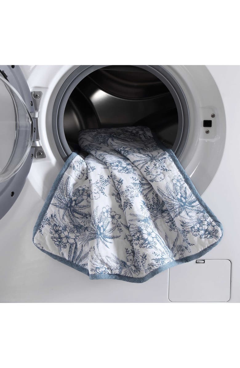 Tommy Bahama Pen and Ink Palm Print Queen Quilt & Shams Set, Alternate, color, Dark Blue