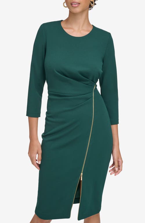 Calvin Klein Zip Bottom Midi Sheath Dress In Green