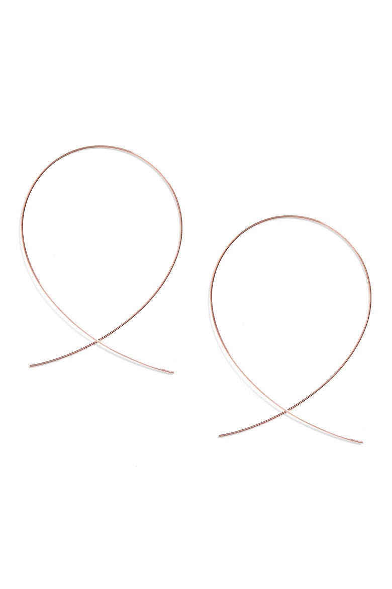 14K Gold Large Upside Down Hoop Earrings, Main, color, 14KRG
