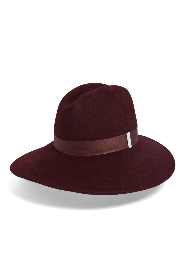 Requiem Velour Felt Fedora, Main, color, RUBY