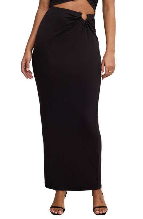 Shop Good American Ruched Jersey Maxi Skirt In Black001