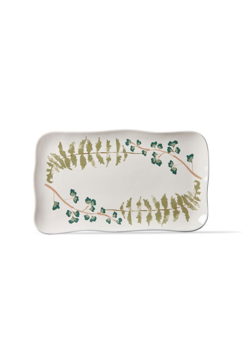 Tree Line Multicolor Rectangular Serving Platter Ceramic, Main, color, White
