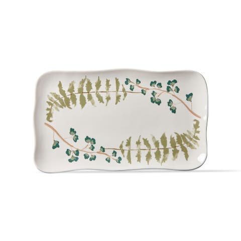 Tree Line Multicolor Rectangular Serving Platter Ceramic