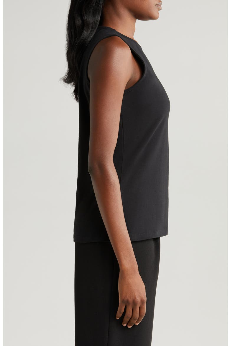 Sleeveless Stretch Cotton Knit Shell Top, Alternate, color, RICH BLACK 060
