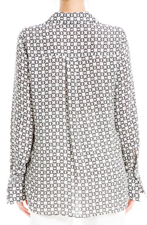 MAX STUDIO MAX STUDIO PRINTED LONG SLEEVE BUTTON-UP SHIRT 