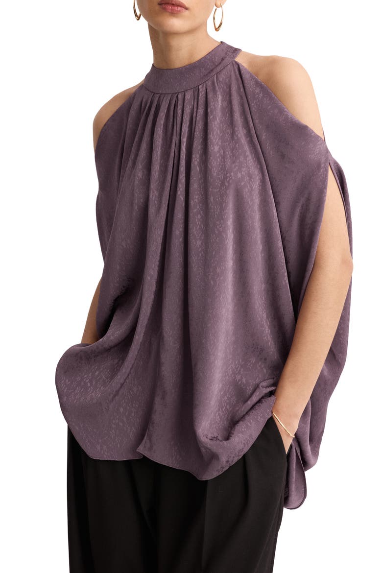Cold Shoulder Satin Top, Main, color, PURPLE