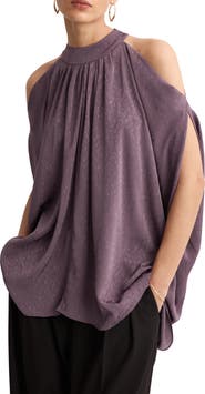 MANGO Cold Shoulder Satin Top