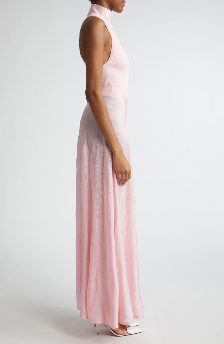 Alaïa Funnel Neck Satin Jersey Midi Dress, Alternate, color,