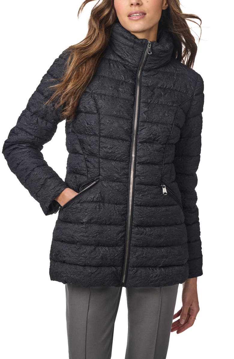 Bernardo Jacquard Puffer Jacket, Main, color, Black