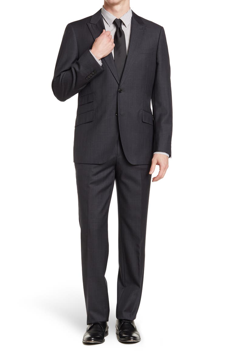Tufo Solid Notch Collar Two Button Modern Fit Suit, Main, color, DARK GREY