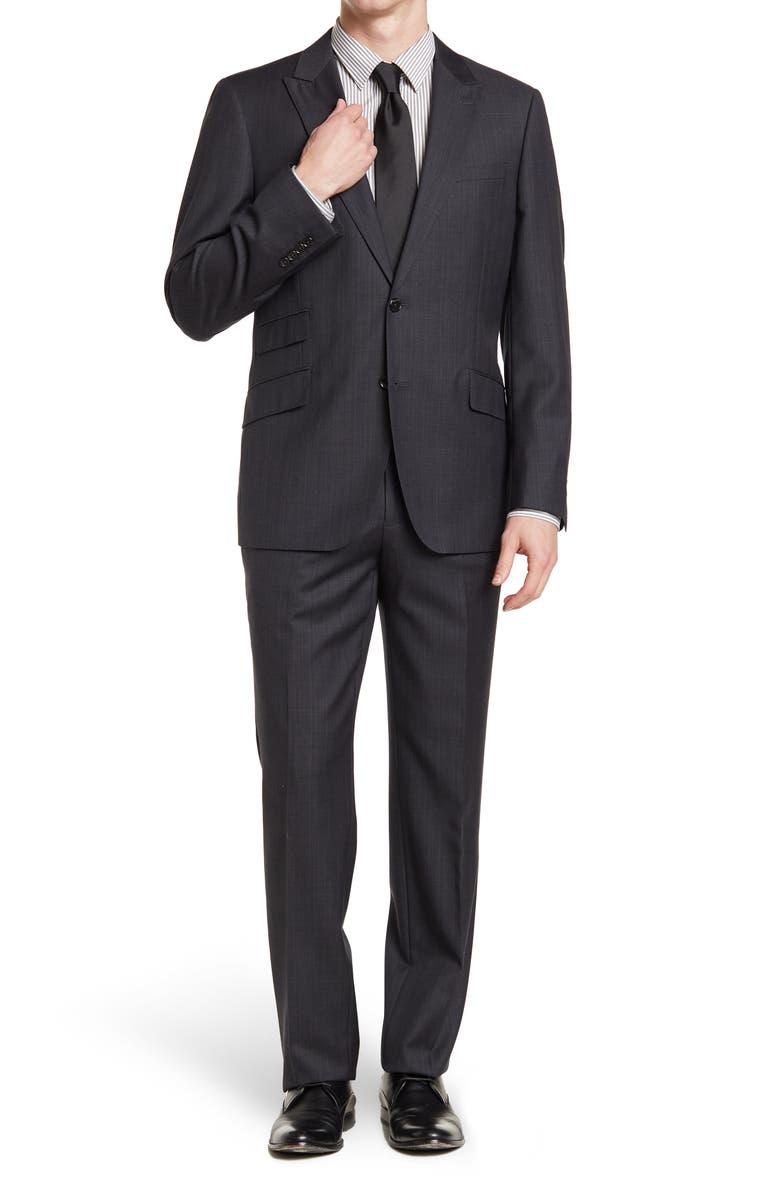 ZANETTI Tufo Solid Notch Collar Two Button Modern Fit Suit, Main, color, 