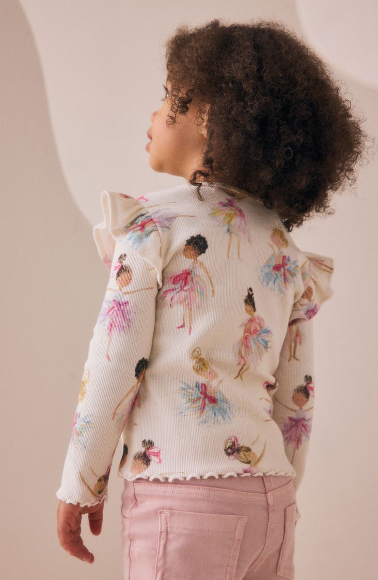 NEXT Kids' Ballerina Print Cotton Rib Top, Alternate, color, Neutral