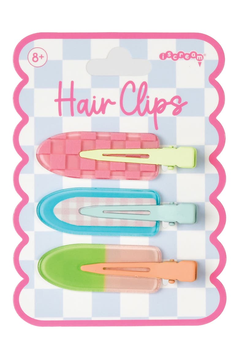 Kids' GRWM 3-Pack Hair Clips, Main, color, MULTI