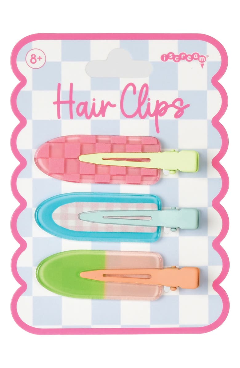 Iscream Kids' GRWM 3-Pack Hair Clips, Main, color, Multi