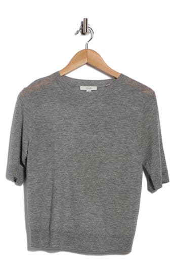 Vince Short Sleeve Wool Blend Sweater In Gray