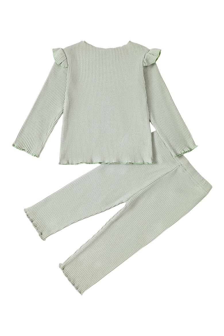Ashimi Rib Long Sleeve Top & Pants Set, Alternate, color, GREEN