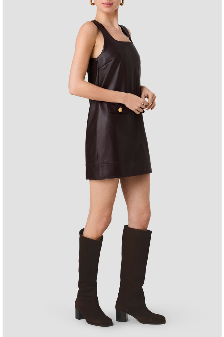 Madeline Faux Leather Sleeveless Shift Dress, Alternate, color, COCOA BROWN