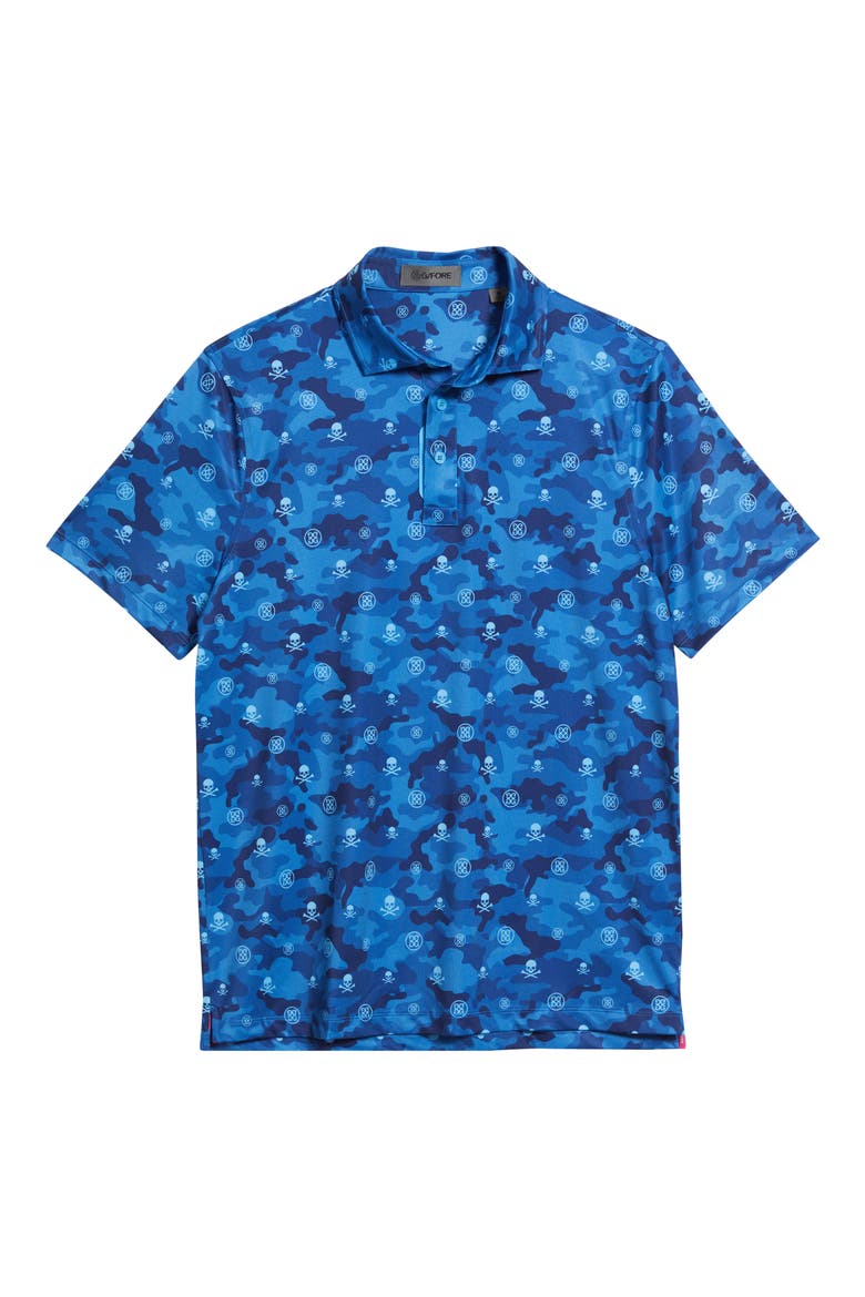 Icon Camo Stretch Tech Jersey Golf Polo Shirt, Alternate, color, AZUL