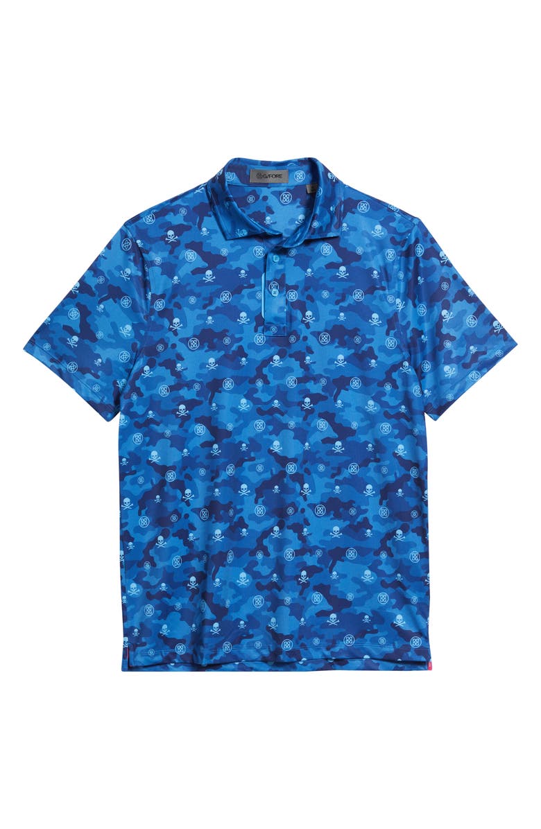 G/FORE Icon Camo Stretch Tech Jersey Polo Shirt, Alternate, color, Azul