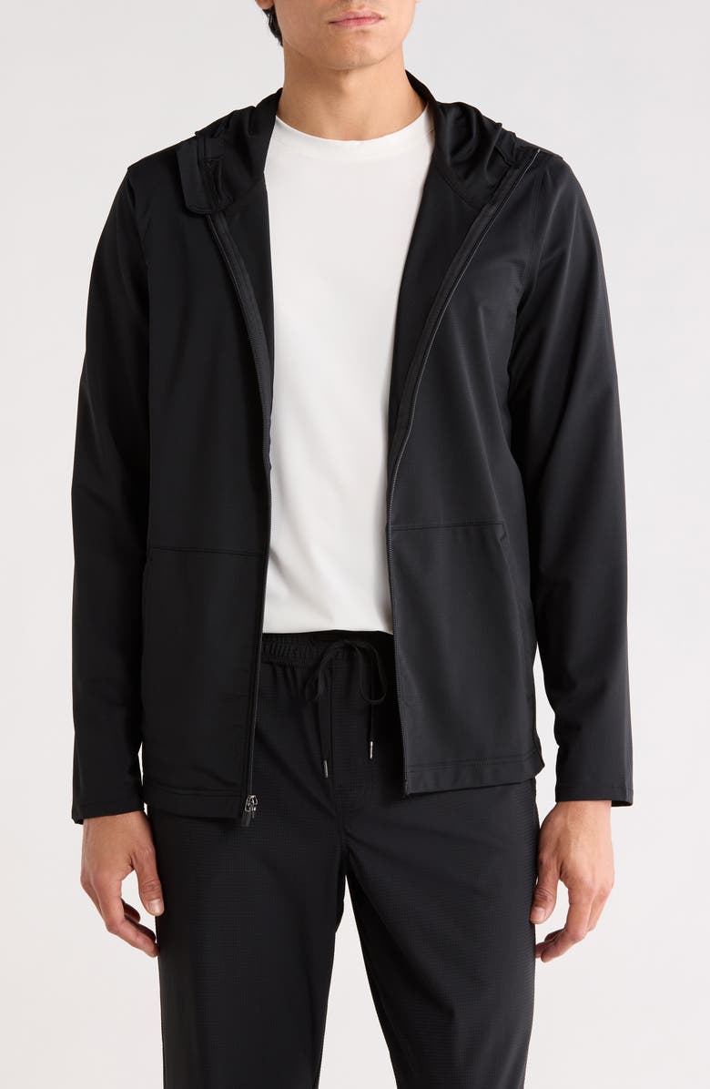 90 DEGREE BY REFLEX Horizon Full Zip Active Hoodie, Main, color, Black
