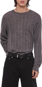 Helmut Lang Sheer Ribbed Merino Wool Crewneck Sweater
