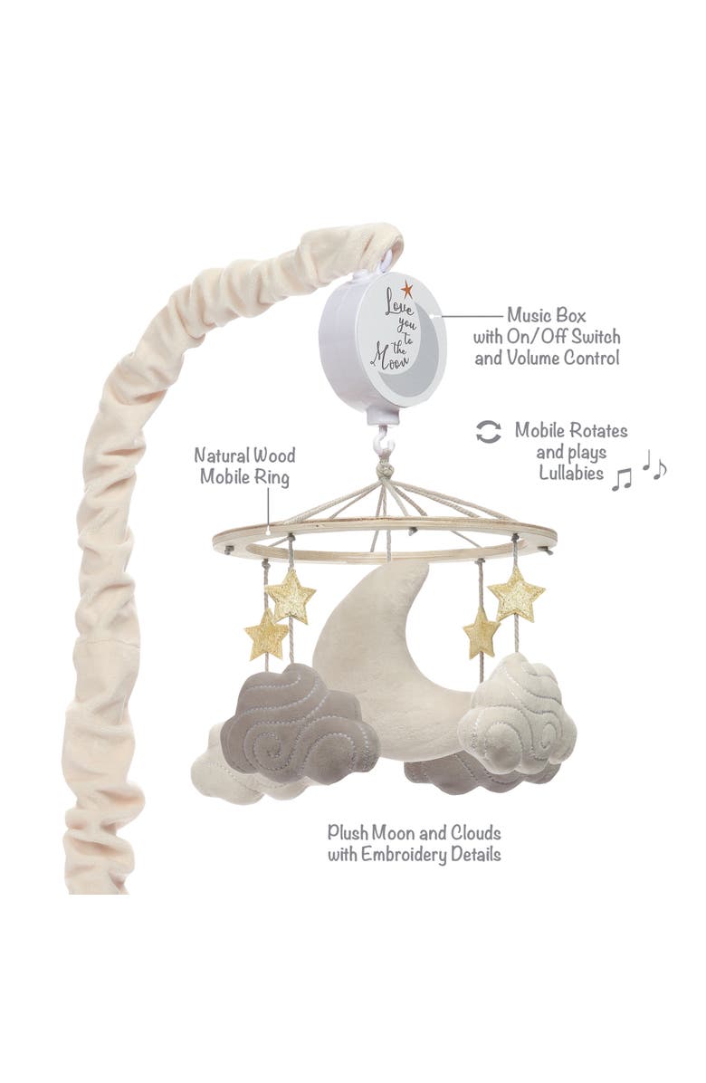 Lambs & Ivy Goodnight Moon Musical Baby Crib Mobile Soother Toy - Stars/Clouds, Alternate, color, Cream