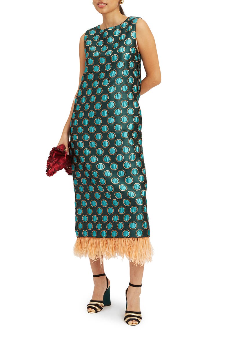 Column Dress, Main, color, Jacquard Winter Sun Emerald