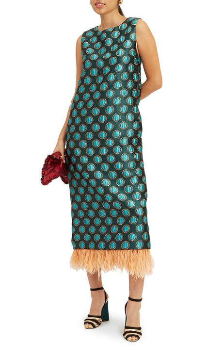 Column Dress (With Feathers)