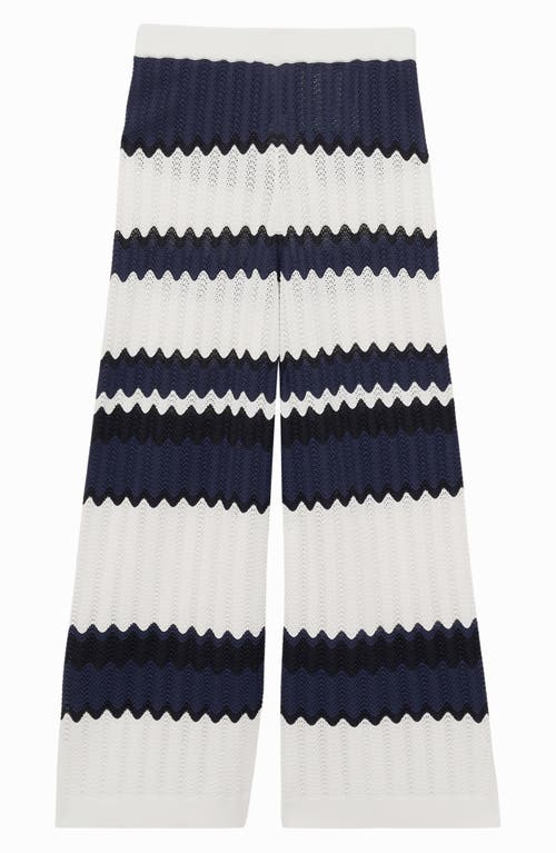 REISS REISS KIDS' ALBA STRIPE OPEN STITCH COTTON WIDE LEG PANTS