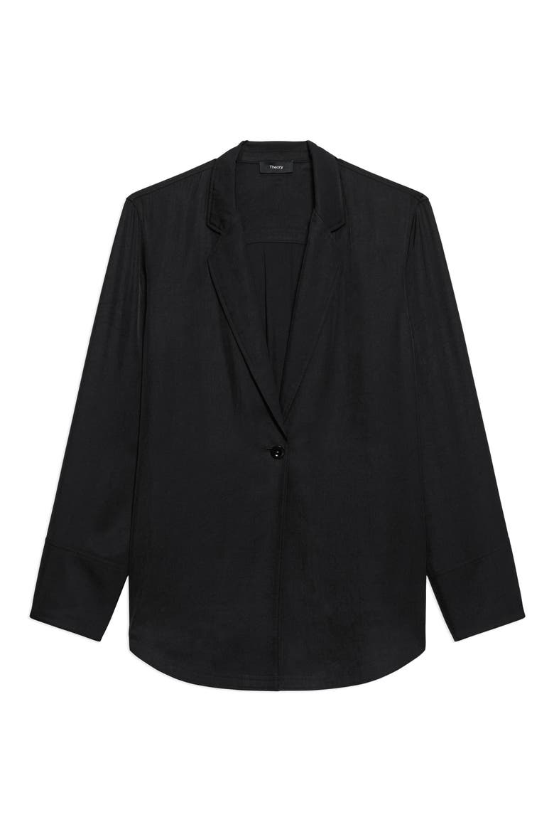 Washed Twill One-Button Blazer Shirt, Alternate, color, BLACK
