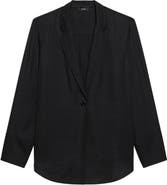 Theory Washed Twill One-Button Blazer Shirt