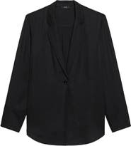 Theory Washed Twill One-Button Blazer Shirt