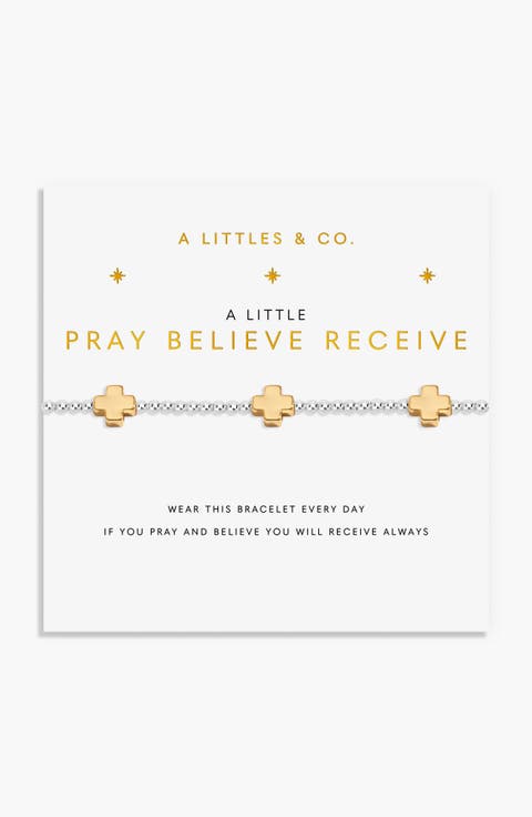 A Little 'Pray Believe Receive' Bracelet In Silver And Gold-Tone Plating