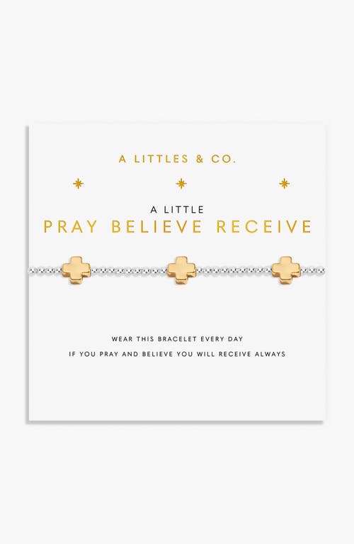 A Littles & Co. A Littles & Co A Little 'pray Believe Receive' Bracelet In Silver And Gold-tone Plating In Silver