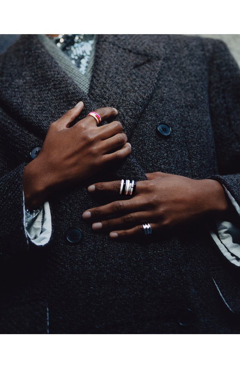 FRY POWERS The Optic Set of Four Thin Enamel Rings, Alternate, color, Green Tourmaline