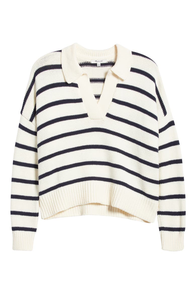 Dedham Stripe Polo Sweater, Alternate, color, ANTIQUE CREAM
