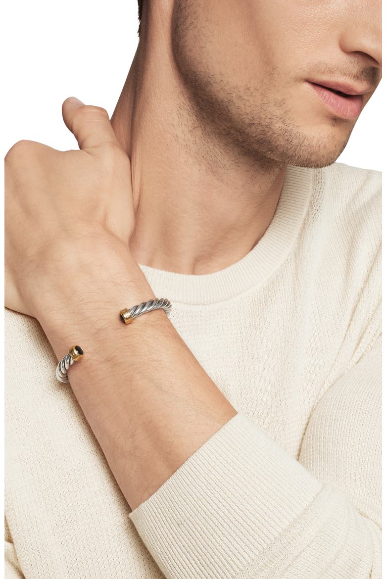 Cable Cuff Bracelet with 18K Gold & Semiprecious Stone, Alternate, color, BLACK ONYX