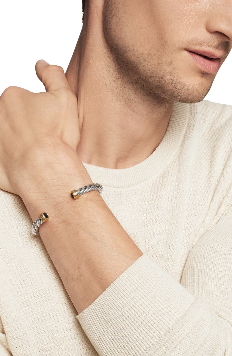 David Yurman Cable Cuff Bracelet with 18K Gold & Semiprecious Stone, Alternate, color, Black Onyx