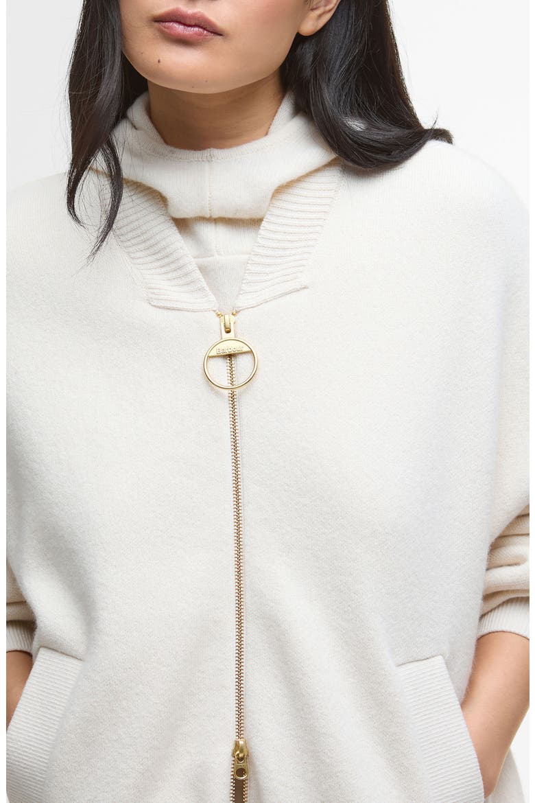 Milda Cotton & Wool Bomber Cardigan, Alternate, color, BIRCH