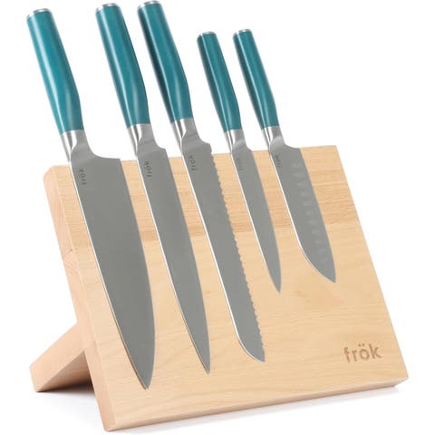 6 Piece Cutlery Set with Magnetic Wood Stand