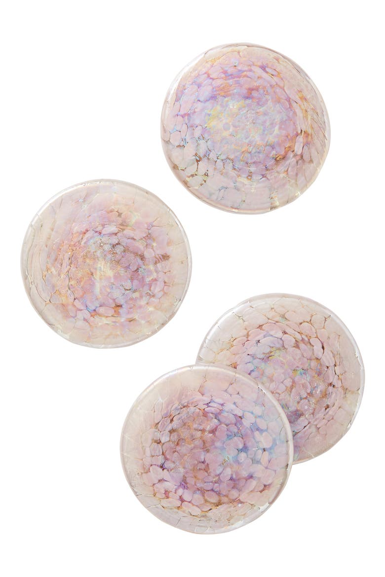 Anthropologie Petula Set of 4 Blown Glass Coasters, Alternate, color, AMETHYST