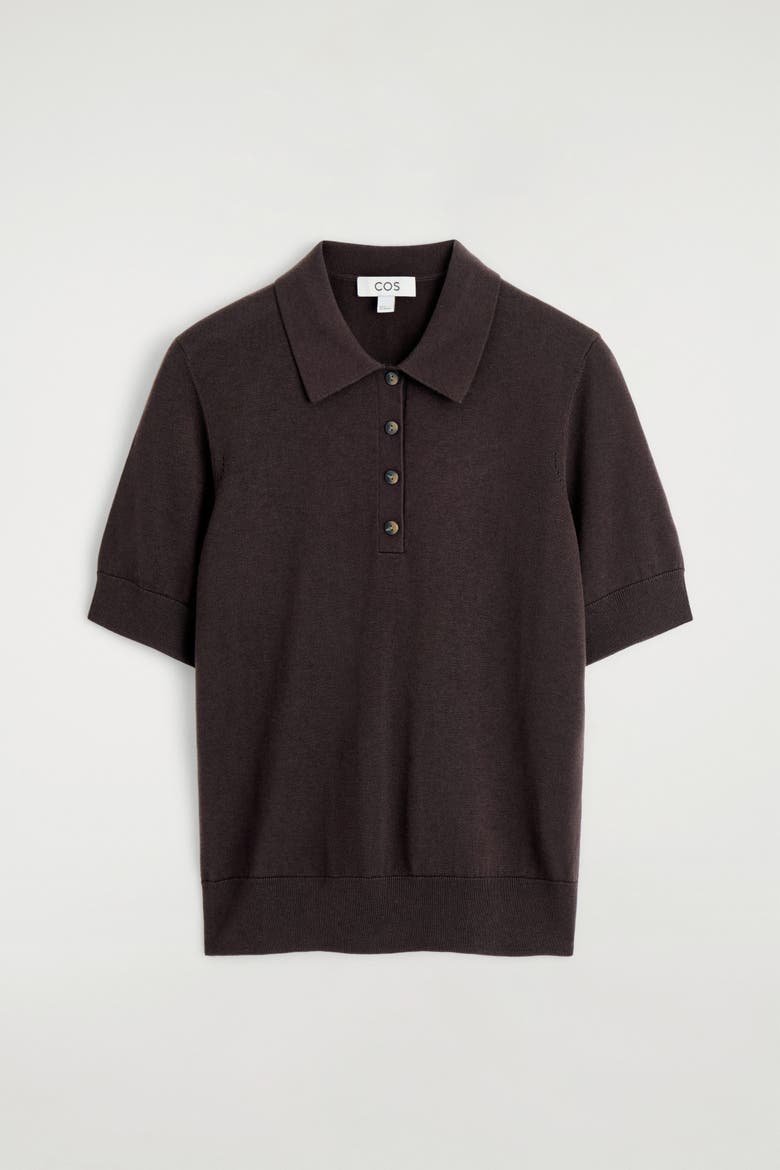 Shrunken Wool-Blend Polo Shirt, Alternate, color, DARK BROWN
