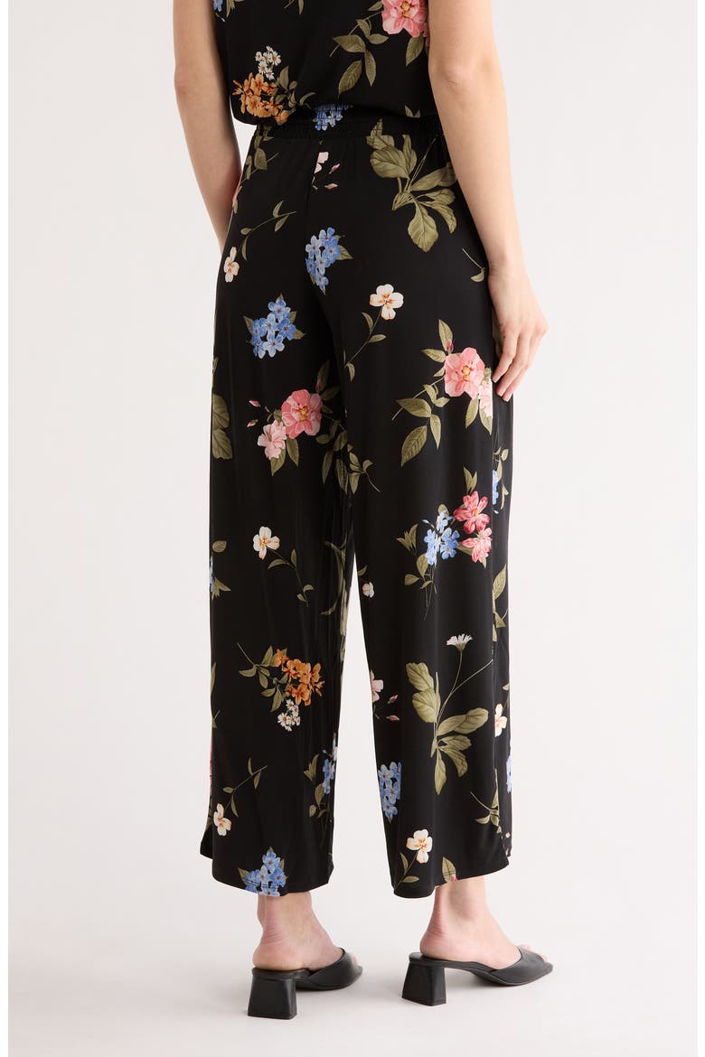 Smocked Crop Pants, Alternate, color, BLACK GARDEN FLORAL