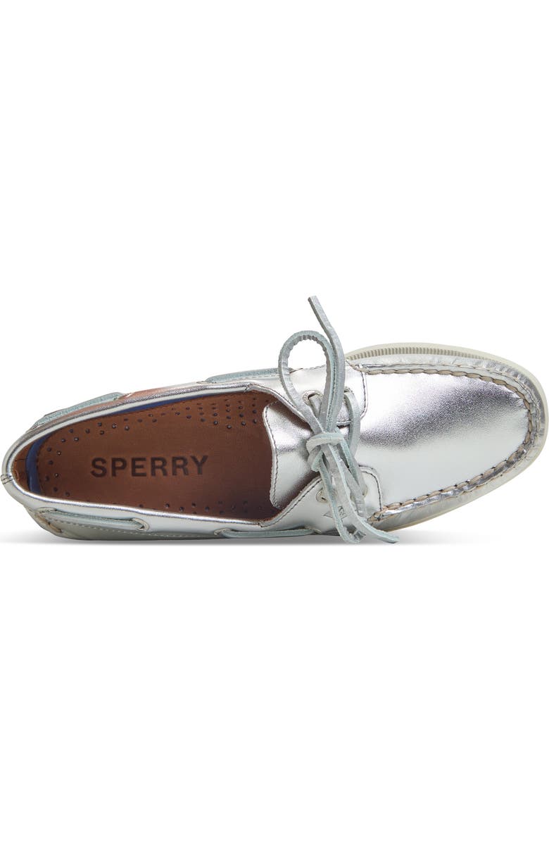 Sperry Authentic Original Two-Eye Boat Shoe, Alternate, color, Silver Leather Smooth