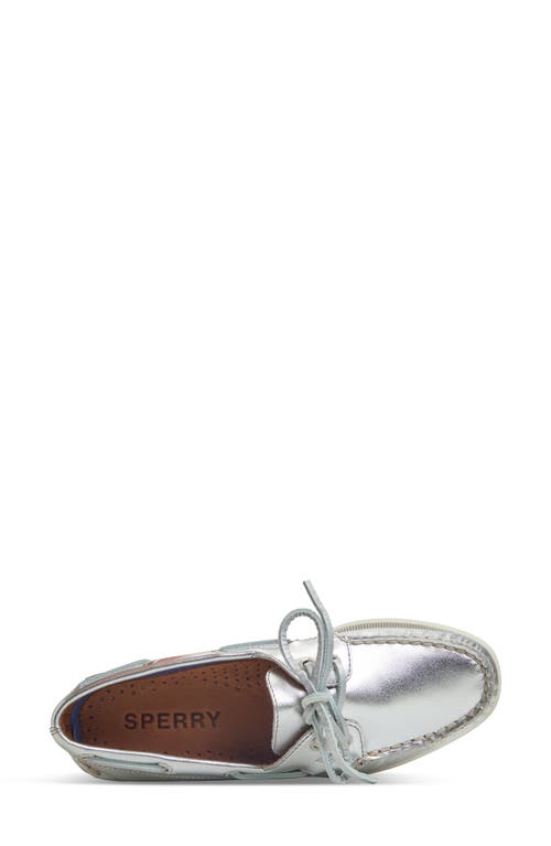 Sperry Authentic Original Two-eye Boat Shoe In Silver Leather Smooth